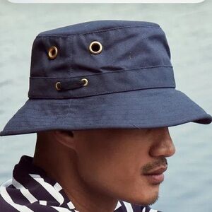 The Tilley Hat Navy  Bucket Hat with Chin Strap